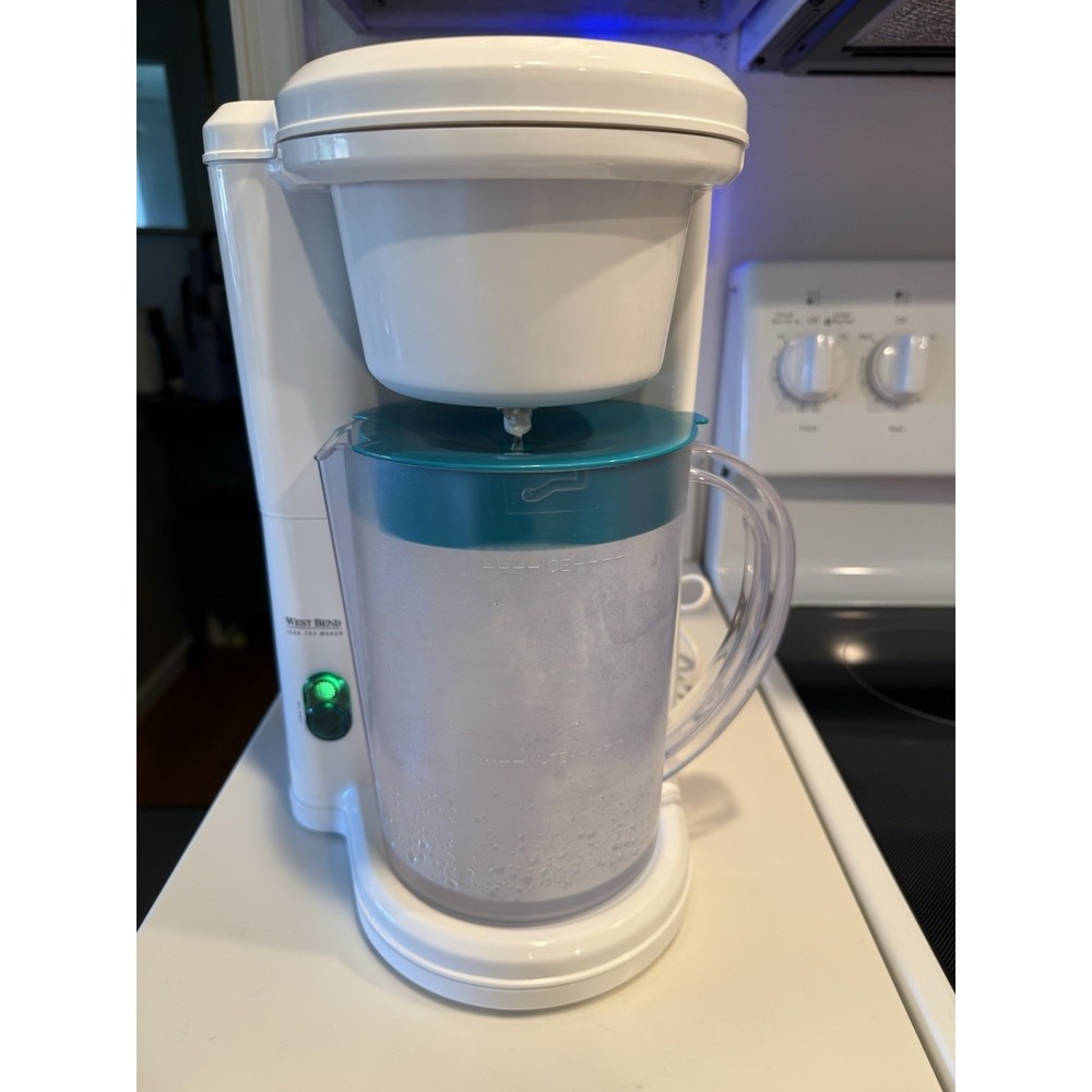 West Bend Iced Tea Maker White Electric Brewer with Pitcher Made in USA Works!!